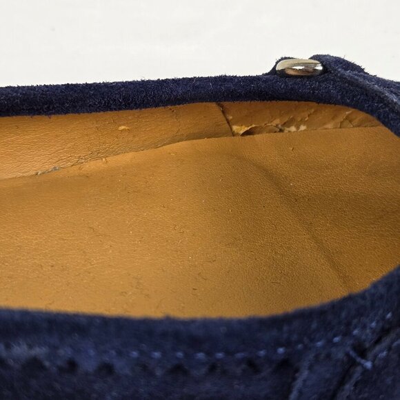 Talbots Size 8M Slate Blue Marcia2 Leather Flats Tassel Front Almond Toe - Picture 8 of 16